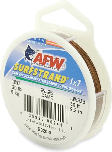 AFW Surfstrand Bare Ss Wire Camo 30Ft 20Lb