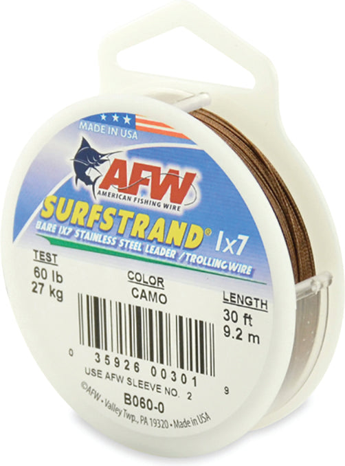 AFW Surfstrand Bare Ss Wire Camo 30Ft 60Lb