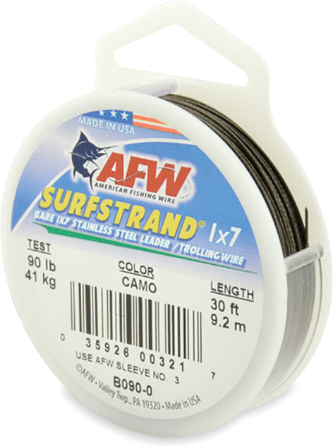 AFW Surfstrand Bare Ss Wire Camo 30Ft 90Lb