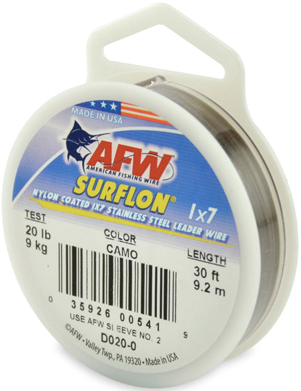 AFW Surflon Nylon Coat Wire 30Ft Camo 20Lb
