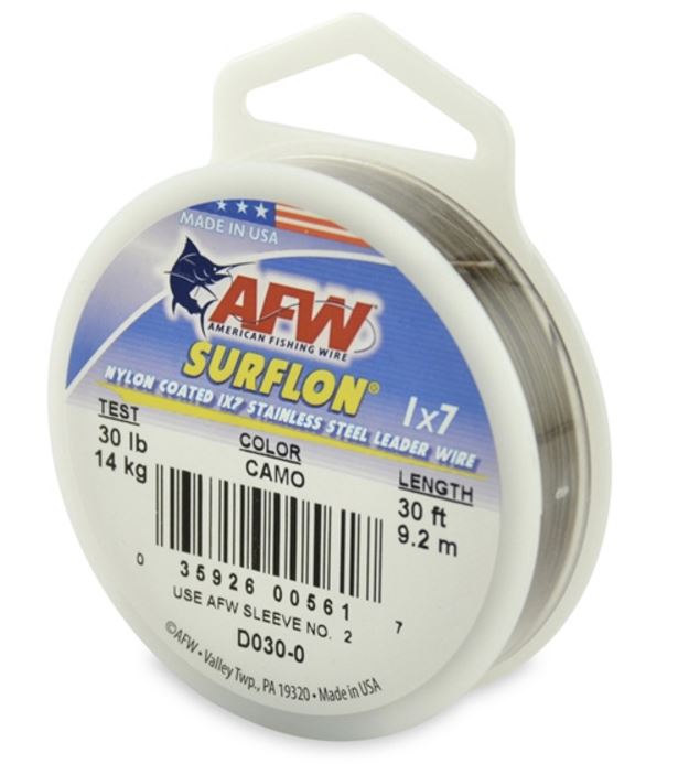 AFW Surflon Nylon Coat Wire 30Ft Camo 30Lb