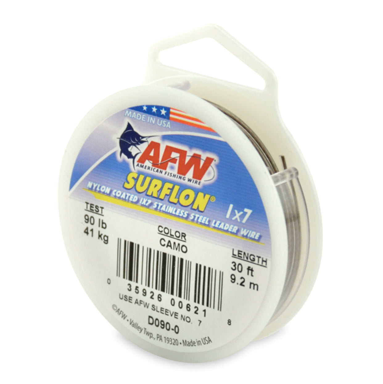 AFW Surflon Nylon Coat Wire 30Ft Camo 90Lb