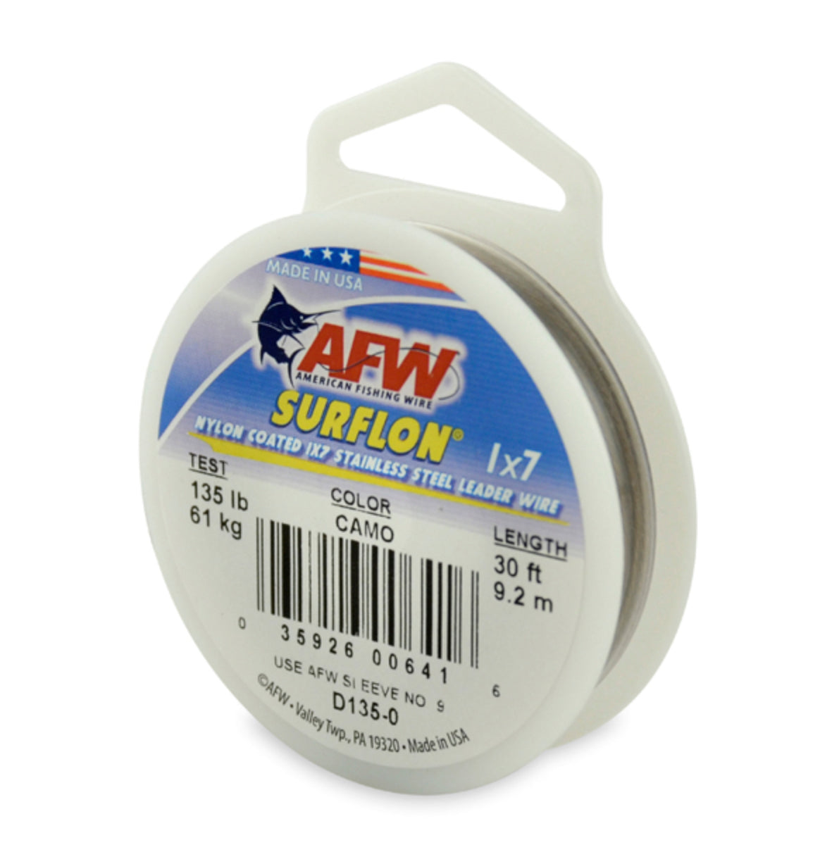 AFW Surflon Nylon Coat Wire 30Ft Camo 135Lb