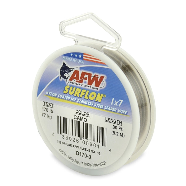 AFW Surflon Nylon Coat Wire 30Ft Camo 170Lb