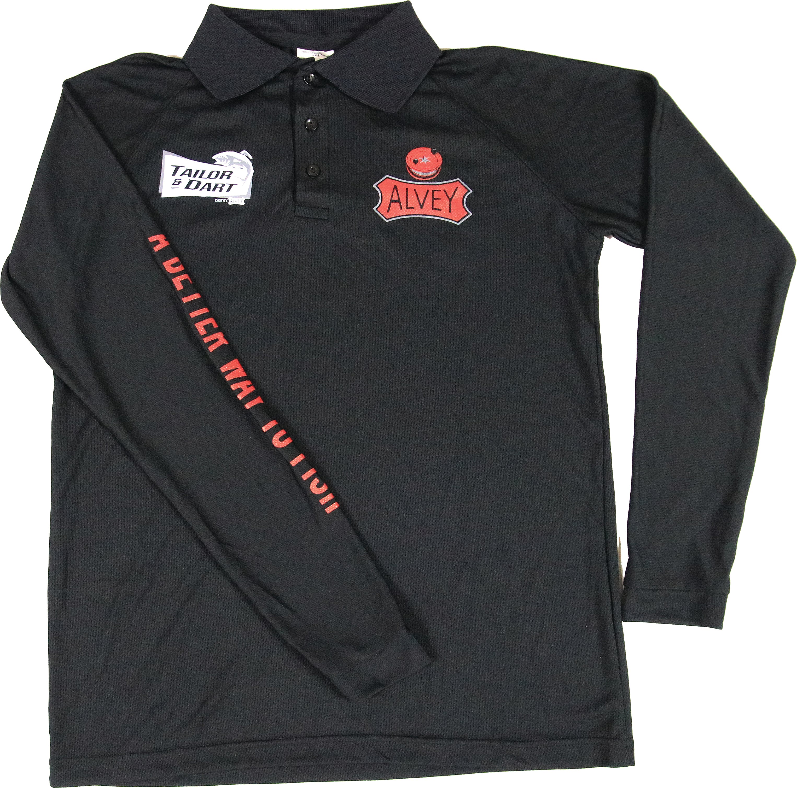 Alvey Tailor/Dart Polo Shirt Black Long Sleeve Medium