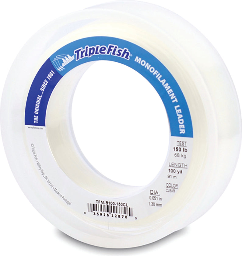 AFW Triple Fish Mono Leader Clear 150Lb 100Yd