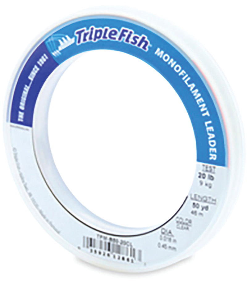 AFW Triple Fish Mono Leader Clear 20Lb 50Yd