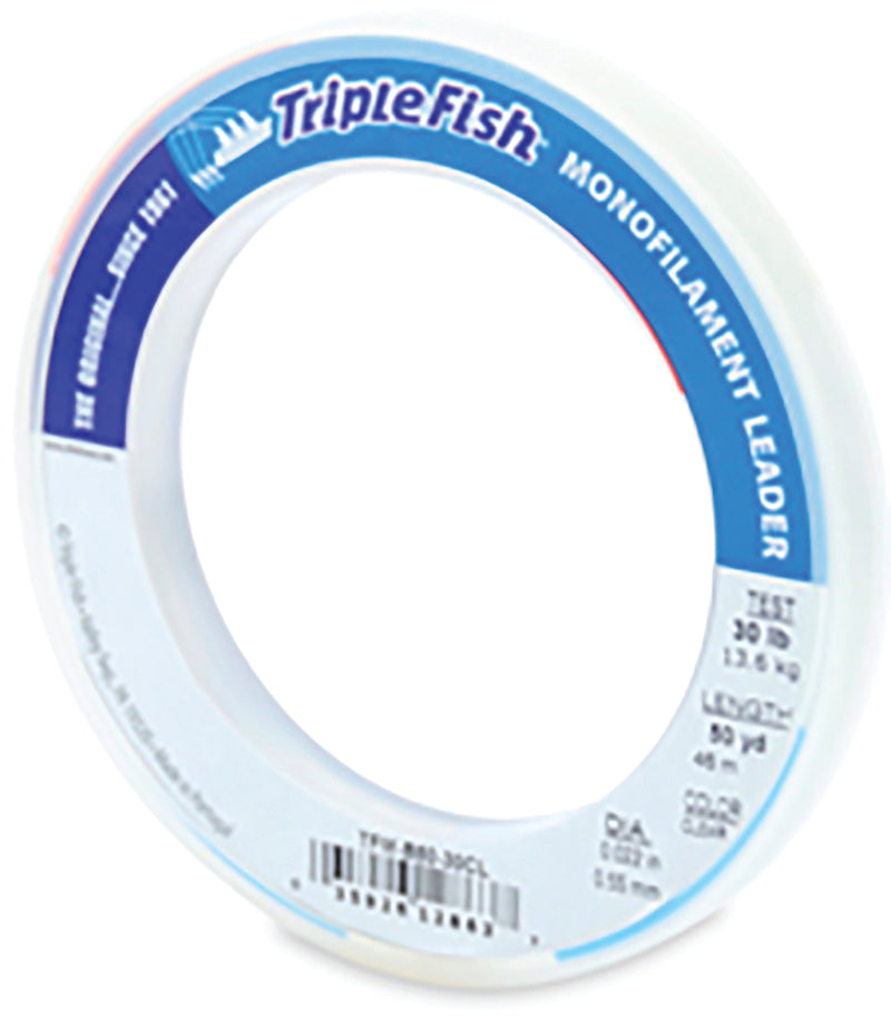 AFW Triple Fish Mono Leader Clear 30Lb 50Yd