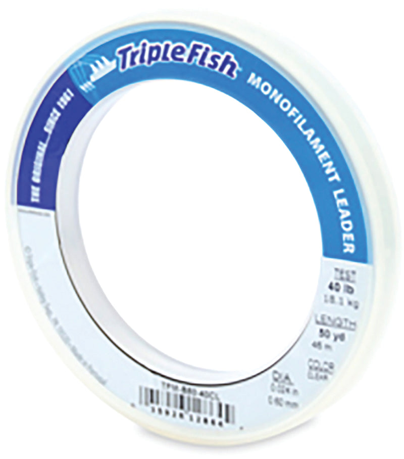 AFW Triple Fish Mono Leader Clear 40Lb 50Yd