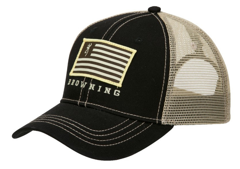 Browning Patriot Mesh Back Cap Black/Tan 1Sz