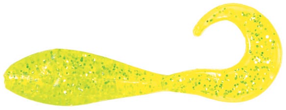 Bass Assassin Curly Shad 2In 10Pk Chartreuse Glt
