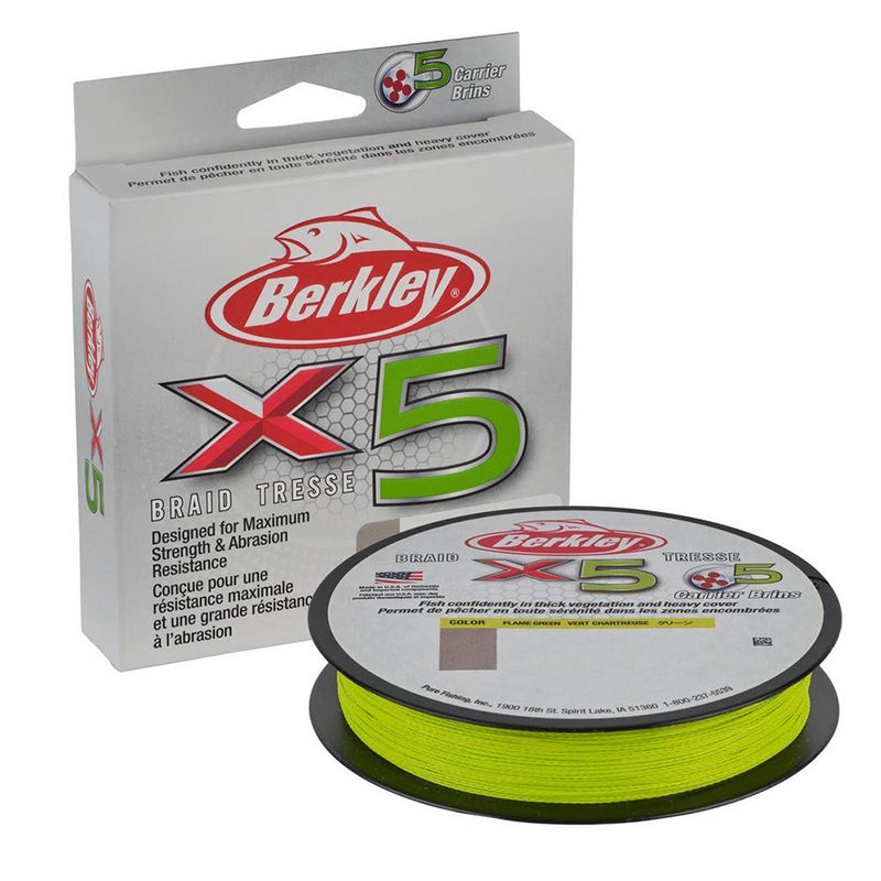 Berkley X5 Braided Line 165Yd 50#/14Dia Fl Green