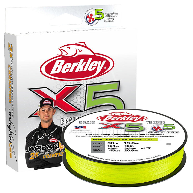 Berkley Jlee X5 Braided Line 330Yd 40#/12Dia Flm Grn