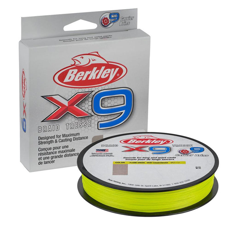 Berkley X9 Braided Line 165Yd 65#/17Dia Fl Green