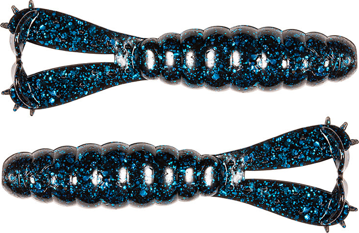 Z-Man Goat Twin Tail Grub 3.75In 4Pk Black/Blu Glt