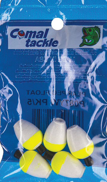 Comal Pear Peg Foam Float .87In Yw 5Pk 12Bg