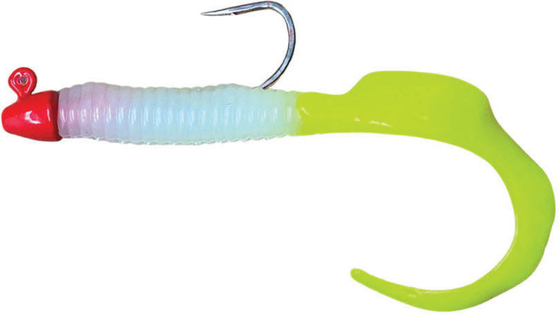 H & H Giant Curl Tail Jig 8In 1Oz Glow/Chart Tail