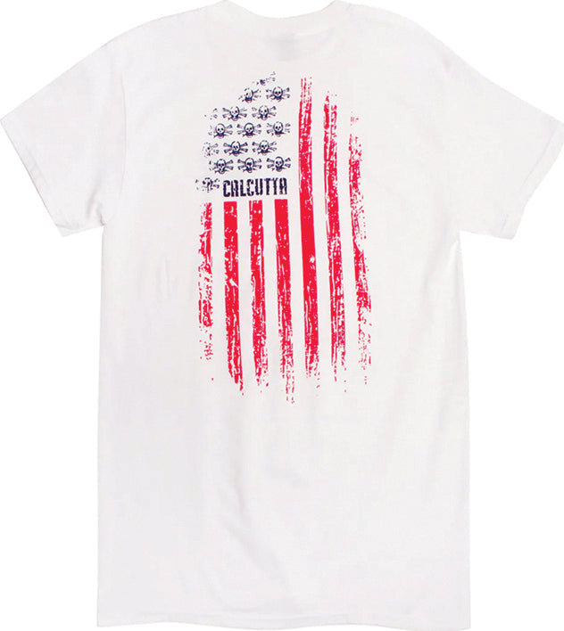 Calcutta Pocket T-Shirt White Usa Flag Lrg
