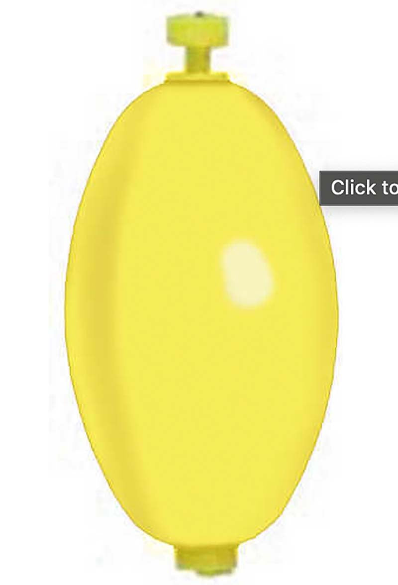 Comal Oval Wgtd Rattl Snap Flt 2.5In Yellow 50Bg