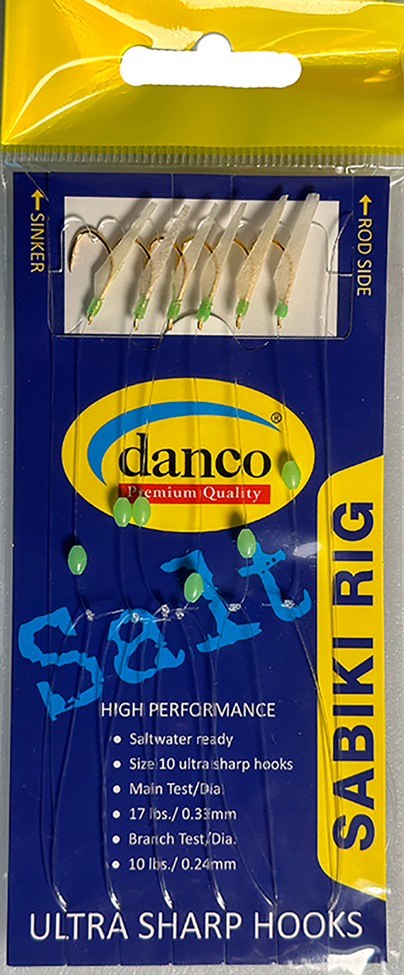 Danco Sabiki Rig Grn Head Fish Skin Sz10