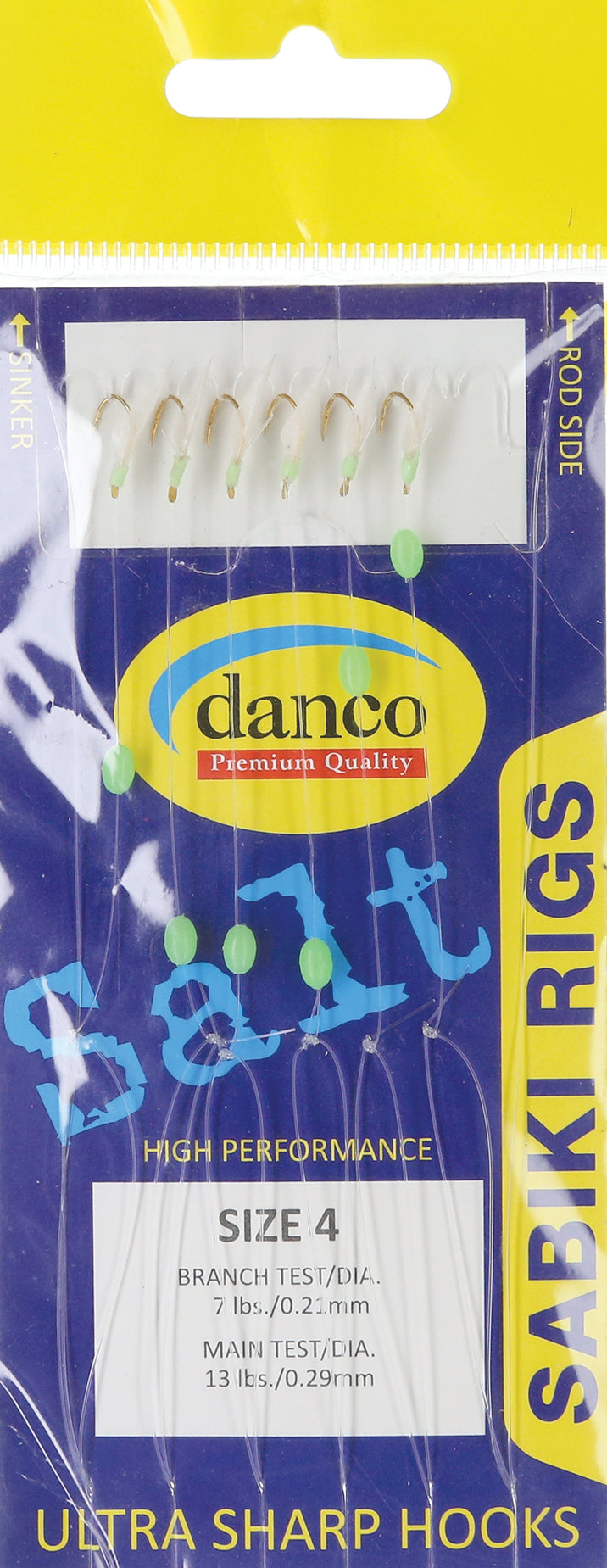 Danco Sabiki Rig Grn Head Fish Skin Sz4