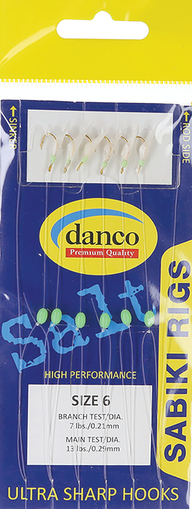 Danco Sabiki Rig Grn Head Fish Skin Sz6