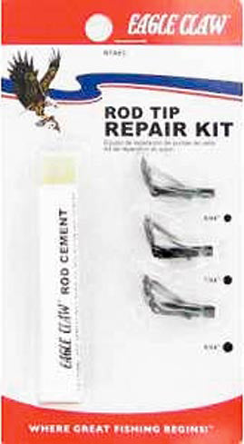 Eagle Claw Rod Tip Repair Kit 3 Blk Tips W/Glue