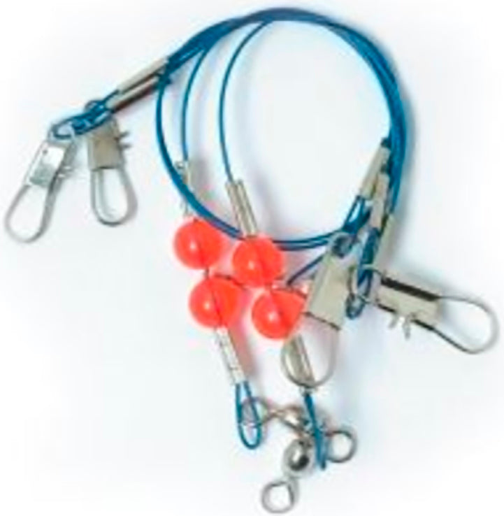 Eagle Claw Beaded Leader 2-Drop Blue Wire 70# 2Pk