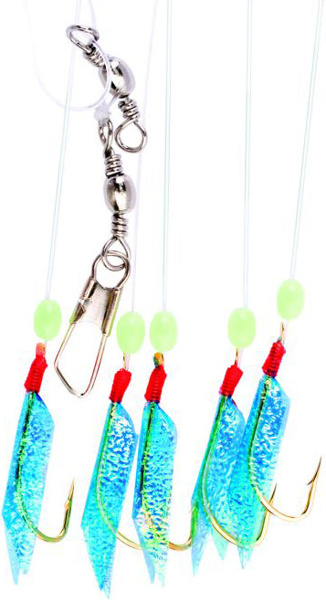 Eagle Claw Sabiki Bait Rig Blue Wings/Grn Bead Sz8