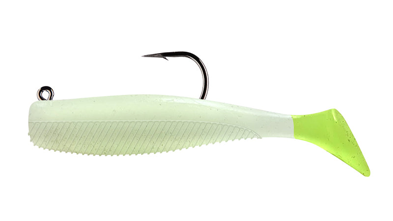 Vudu Rigged Quiver Shad 3In 1/8Oz 2Pk Glo/Chart