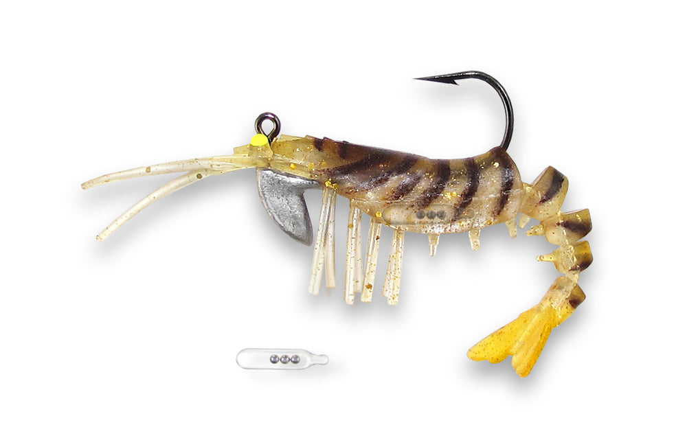 Vudu Rattler Shrimp 3.5In 1/4Oz 2Pk Gold Tgr
