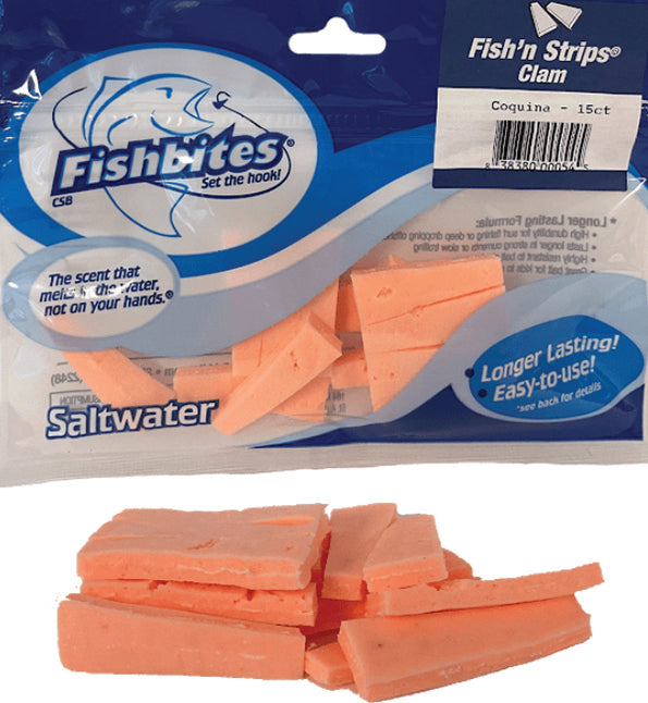 Fishbites Fish N Strips-Clam 15Pk Coquin Long Lasting