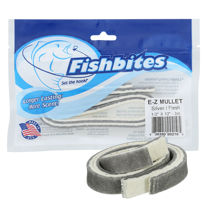 Fishbites E-Z Mullet 12In 2Ct Grey/Flesh