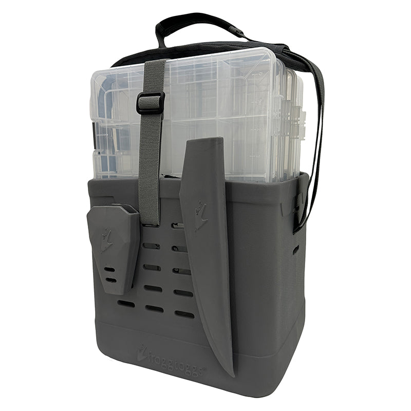 Frogg Toggs Tackle Vault Kit-Gray W/5 Sz3700/Rod Hldr/Shth