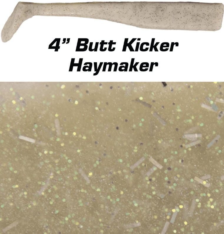 Fishbites Butt Kicker Paddle Tail 4In 6Pk Hay Maker