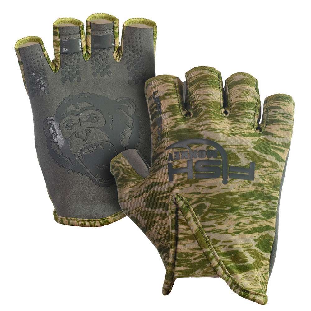 Fish Monkey Stubby Guide Glove Green Water Camo Large