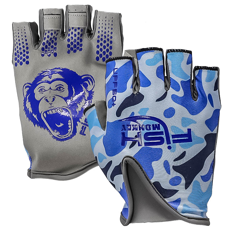 Fish Monkey Stubby Guide Glove Blue Old School Large