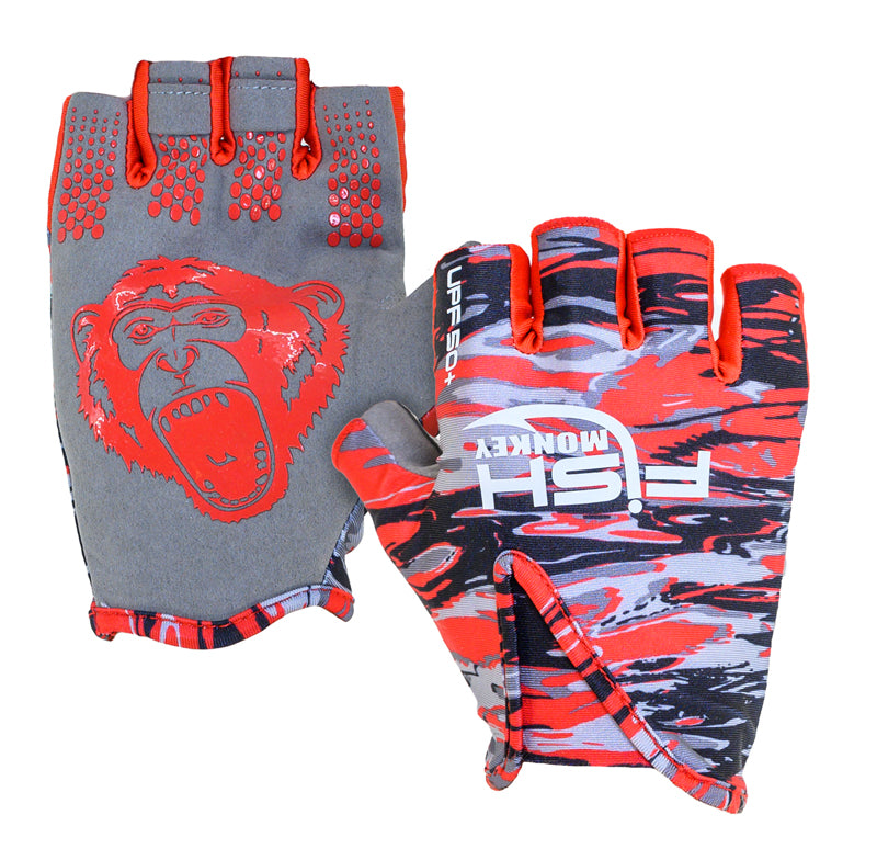 Fish Monkey Stubby Guide Glove Voodoo Swamp Red Medium