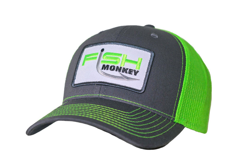 Fish Monkey Mr Patch Meshback Cap Osfm Charcoal/Neon Green