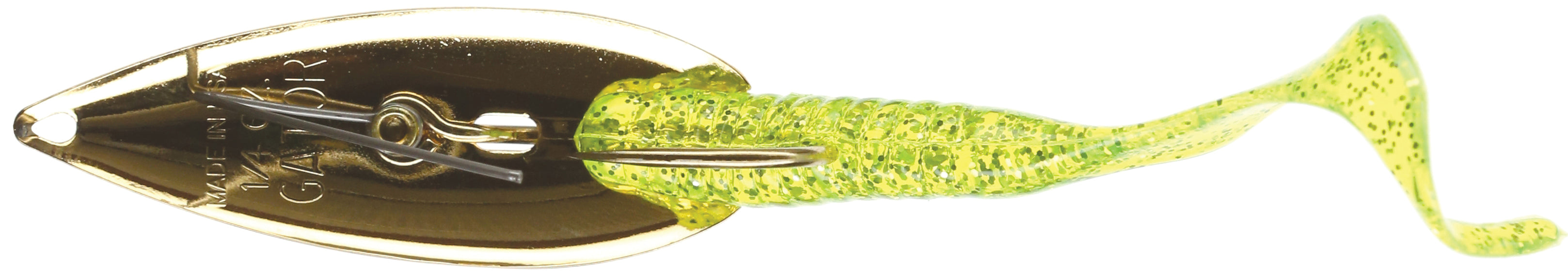 Gator Lures Weedless Spoon 1/4Oz Gold W/Chart Worm