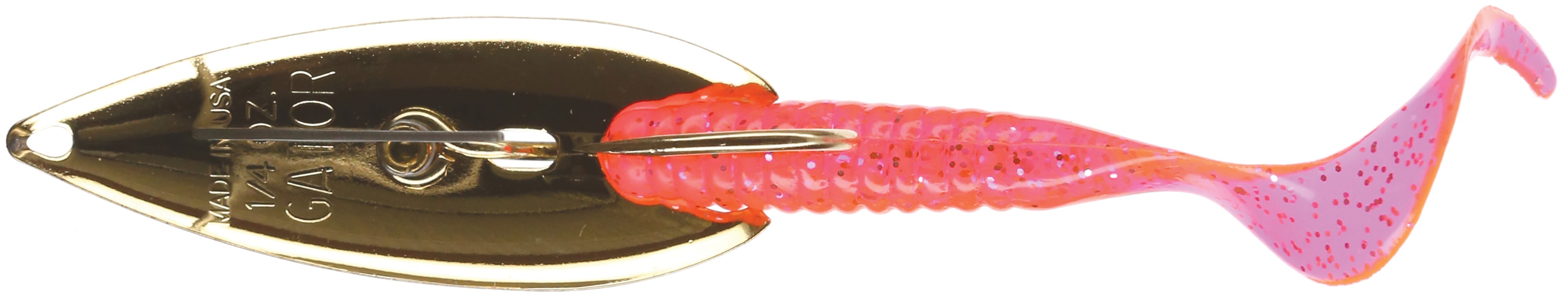 Gator Lures Weedless Spoon 1/4Oz Gold W/Pink Worm