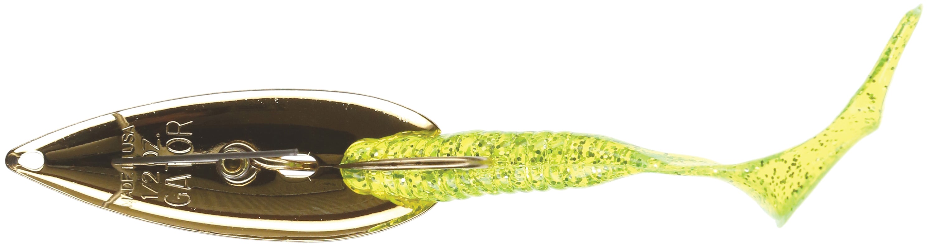 Gator Lures Weedless Spoon 1/2Oz Gold W/Chart Worm
