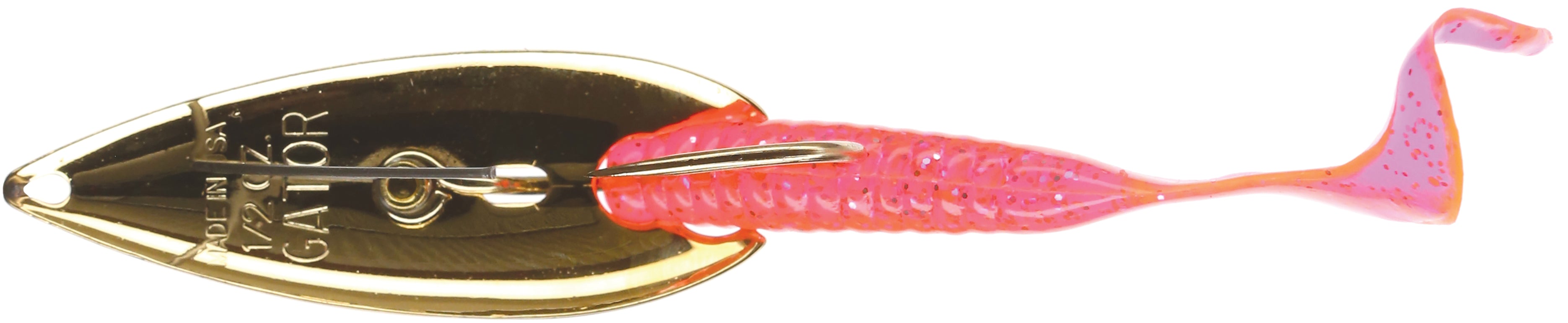 Gator Lures Weedless Spoon 1/2Oz Gold W/Pink Worm