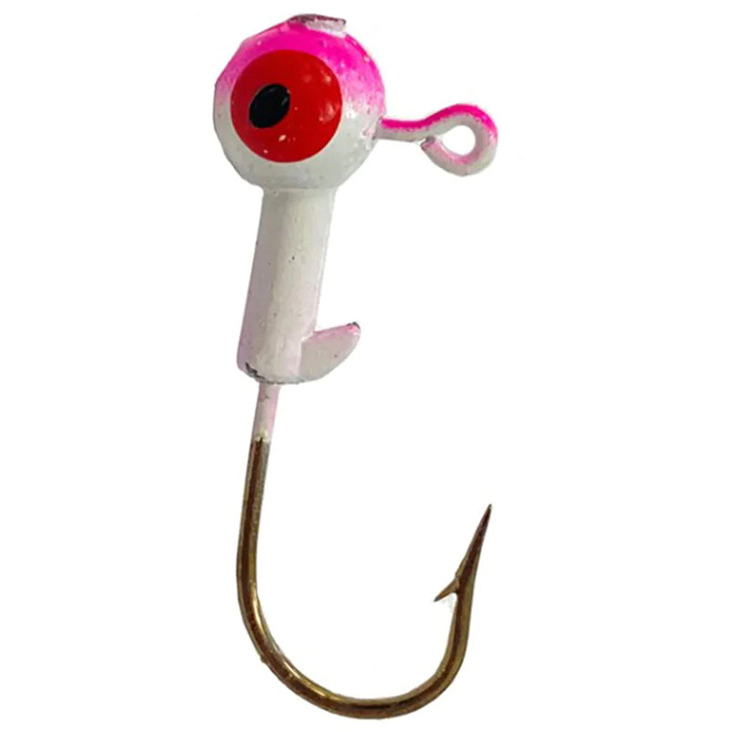 Head Hunter Round Jig Head 1/24Oz 10Pk Wht/Hot Pnk