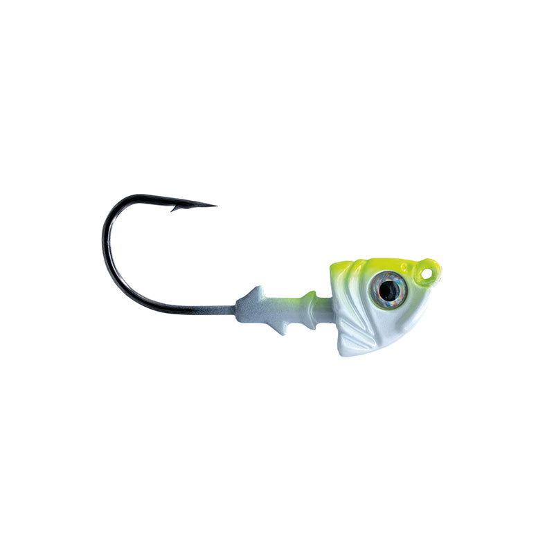 P-Line 1St Gen Swimbait Jighead 1Oz 4/0 Wht/Chart 3Pk