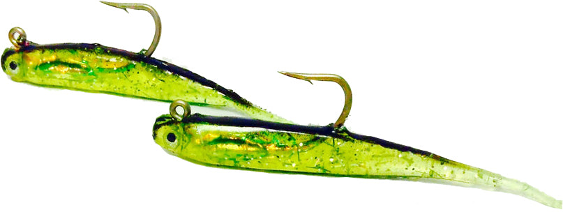 H & H Glass Minnow Double Rig 1/8Oz Chart/Black Bk