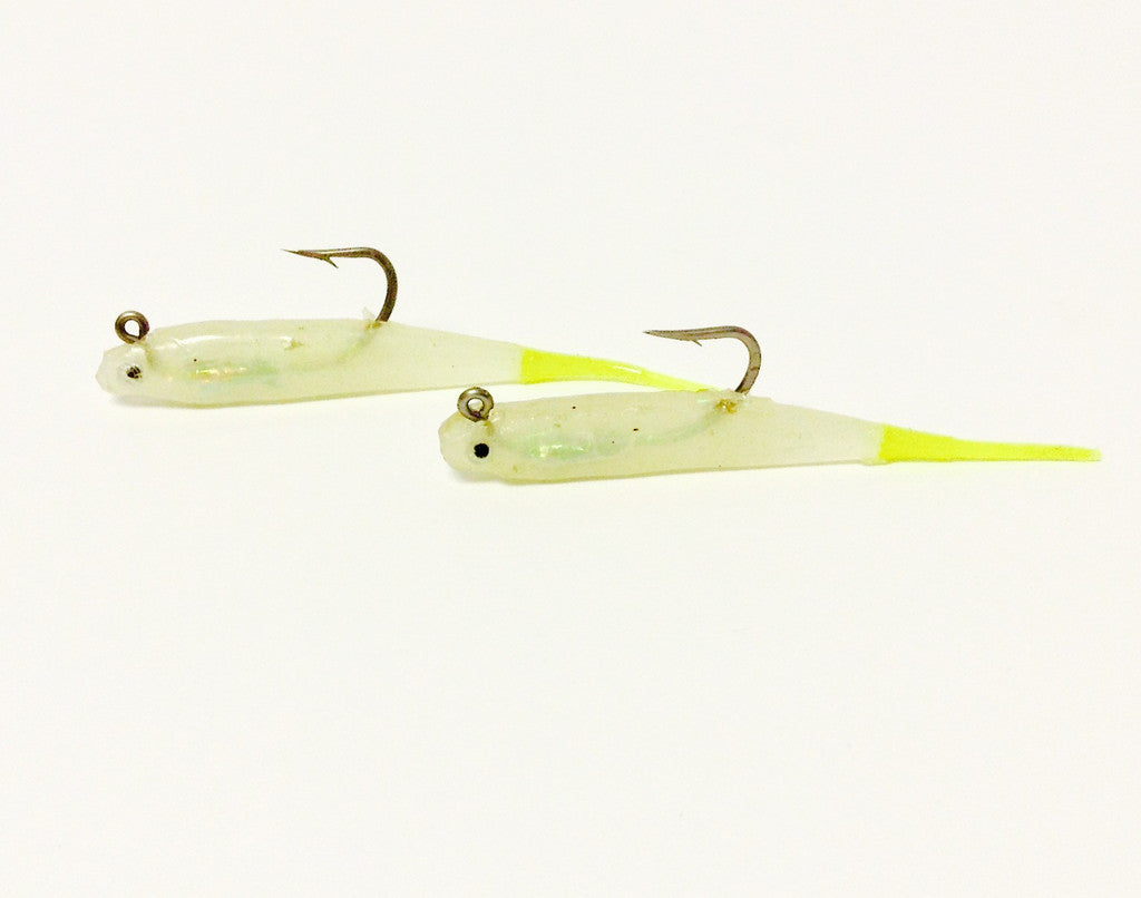 H & H Glass Minnow Double Rig 1/8Oz Glow/Chart Tail