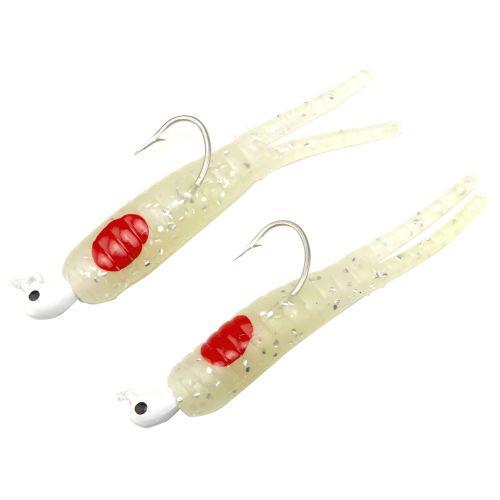 H & H Twin Rig Split Tail 2In 1/8Oz White/Red Dot