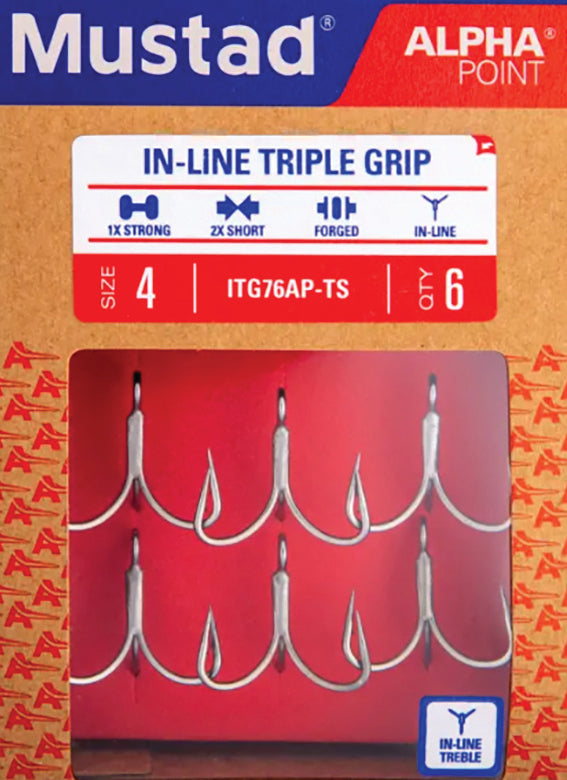 Mustad In-Line Triple Grip T-Steel 2Pk Sz6