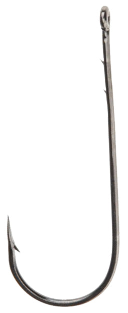 Owner Straight Worm Hook Black Chrome 1/0 8Pk